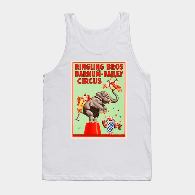 Ringling Bros Barnum & Bailey CIRCUS ACROBATIC WILD ANIMALS Show Lithograph Poster Tank Top by vintageposters